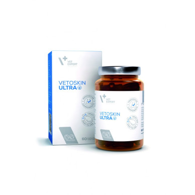 Vetoskin Ultra Vet Expert – Supliment Inovator pentru Pielea Hiper­sensibilă și Atopică la Câini și Pisici, 60 Capsule
